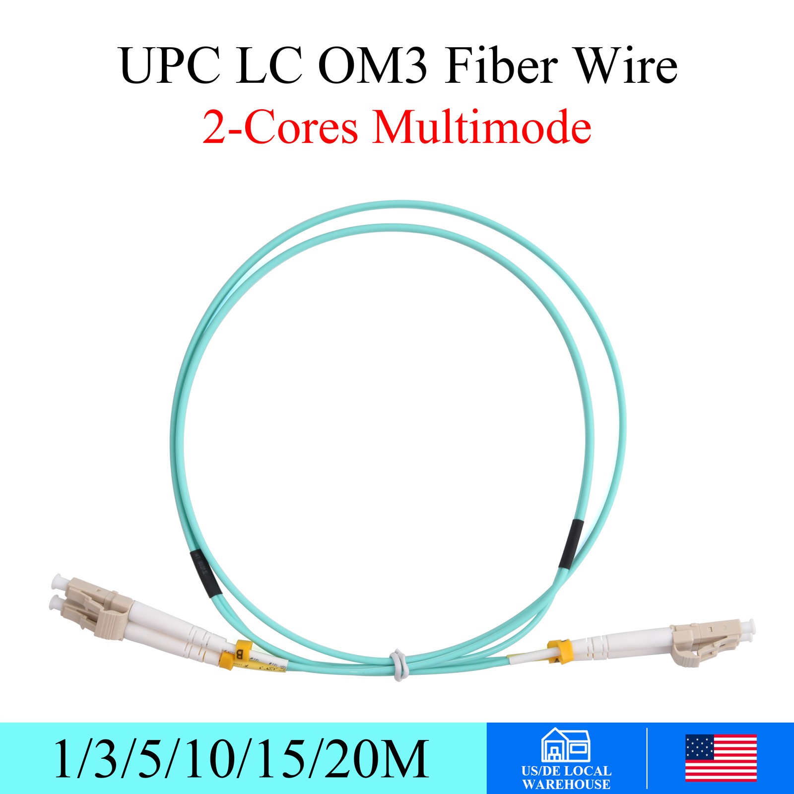 100G OM3 Multimode Fiber Optic Cable 2LC UPC Male to Male 2-Core 3M 5M 10M