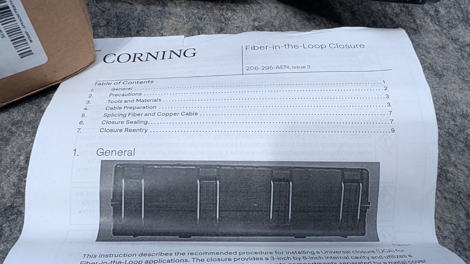 CORNING UCA3-6-FITL-BS, 404430 Fiber Optic Enclosure UCA3-6 FITL Black 🔥New🔥