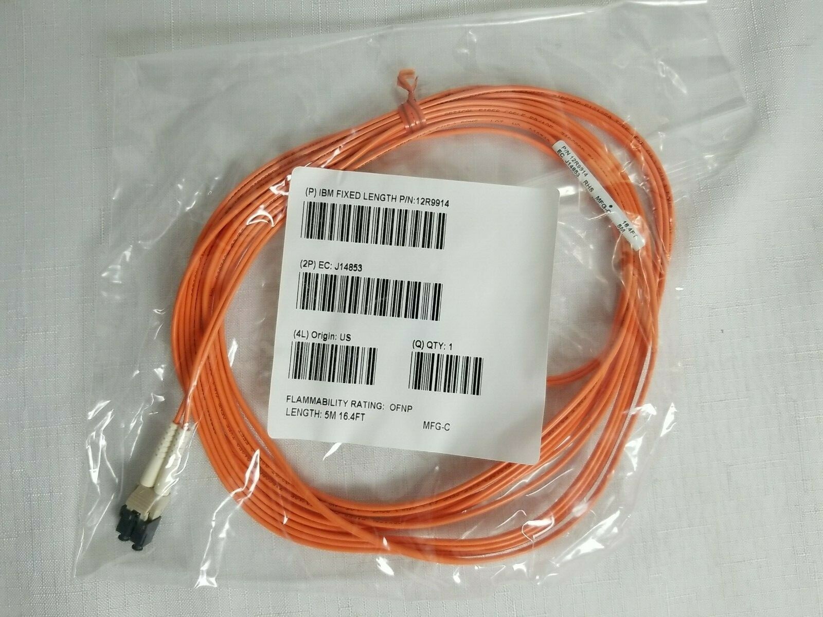 5M/16ft LC/LC Fibre Cable 50/125 IBM OEM 12R9914 EC J14853 OFNP Bulk Available