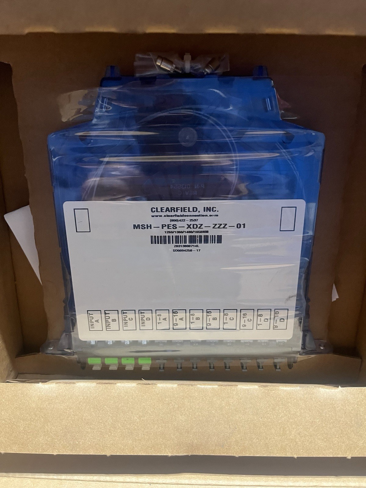 Clearfield MSH-PES-XDZ-ZZZ-01 Clearveiw 1 Slot Fiber Optic Cassette Splitter