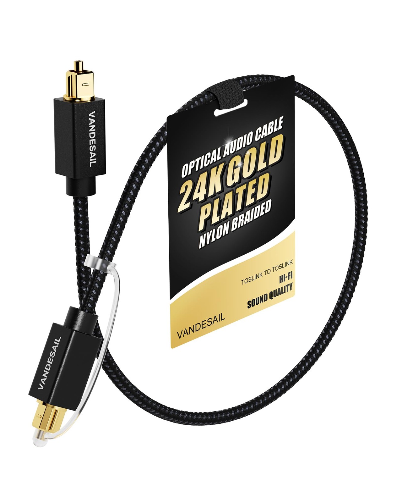 Digital Optical Audio Cable 1FT/0.3M Nylon Braided Fiber Optical Cable for So…