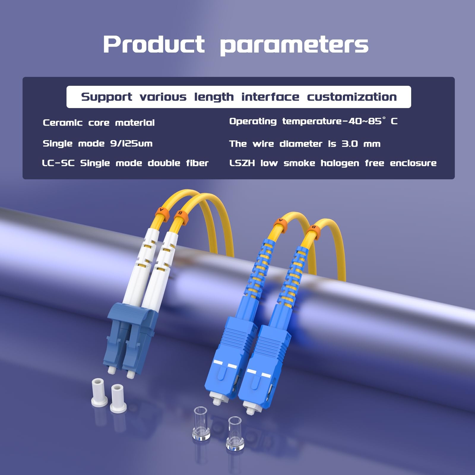 6 Meters 20ft LC To SC OS2 Single Mode Duplex Fiber Optic Jumper Patch Cord