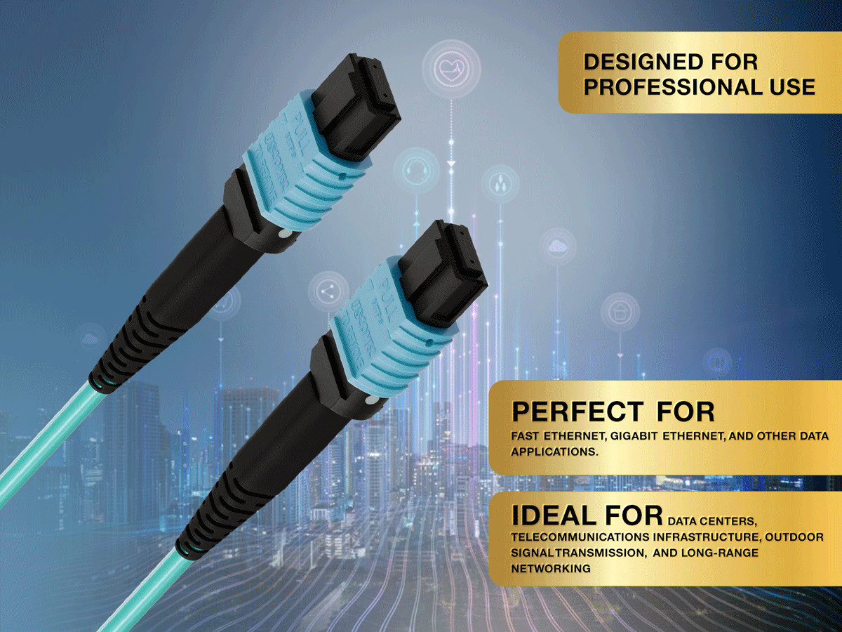 20m OM4 MTP TO MTP 12 Fibers Corning Fiber Trunk Cable Type B Multimode 50/12…