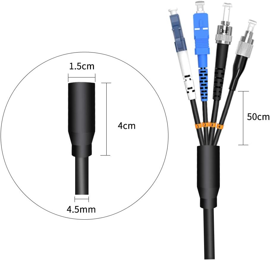 Outdoor 100M LC to LC Armored 4 Core Singlemode Fiber Optic Cable Jumper