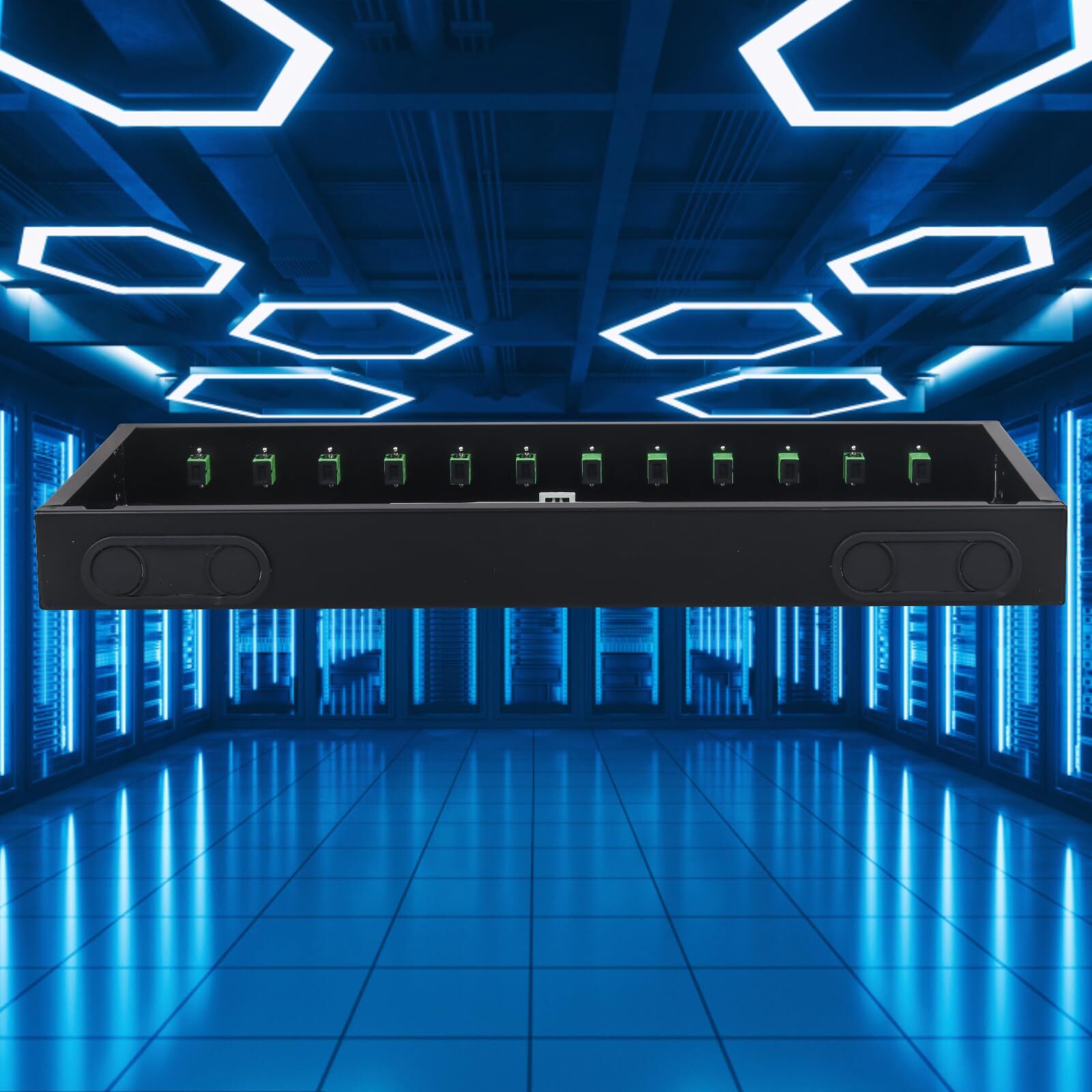 SC-APC 12 Simplex 12 Port Rack Mount Enclosure Box with Splice Tray Singlemod…