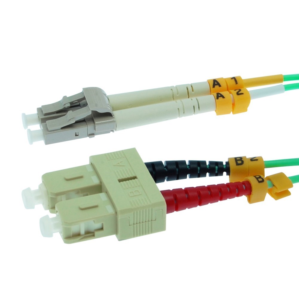 2M 6FT LC to SC OM3 Duplex 50/125 Multi Mode Fiber Optic Optical Cable Aqua