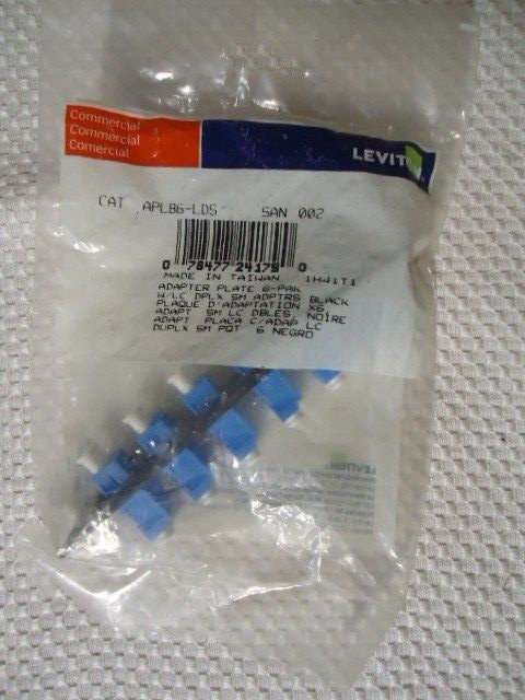 Leviton APLB6-LDS Adapter Plate 6-PACK, W/LC DPLX SM, Black