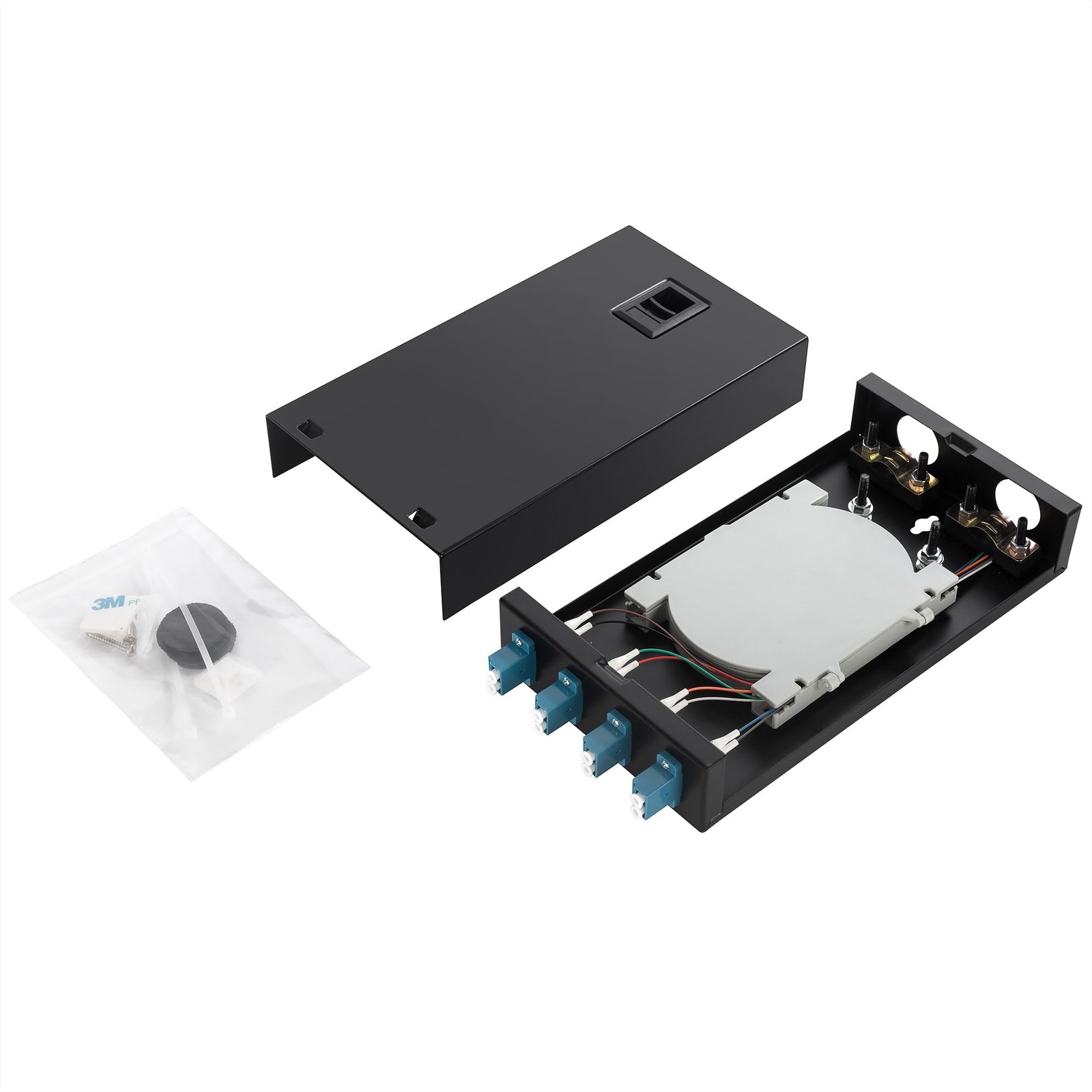 4 Port Wallmount Box Fiber Optic Terminal Enclosure 8 Strand LC UPC OS1