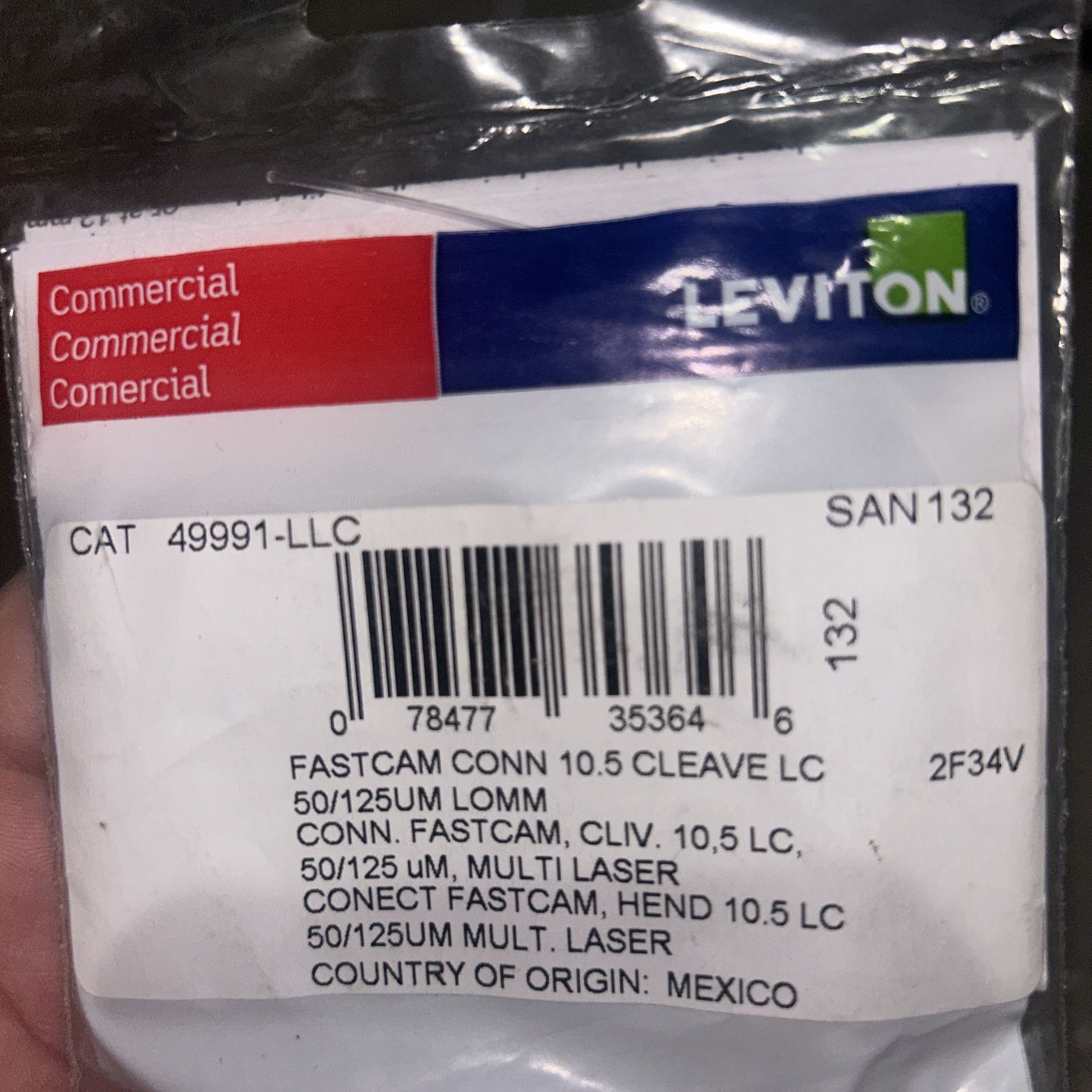 (4 TOTAL) Leviton 49991-LLC FastCam Connector 10.5 Cleave LC 50/125UM LOMM