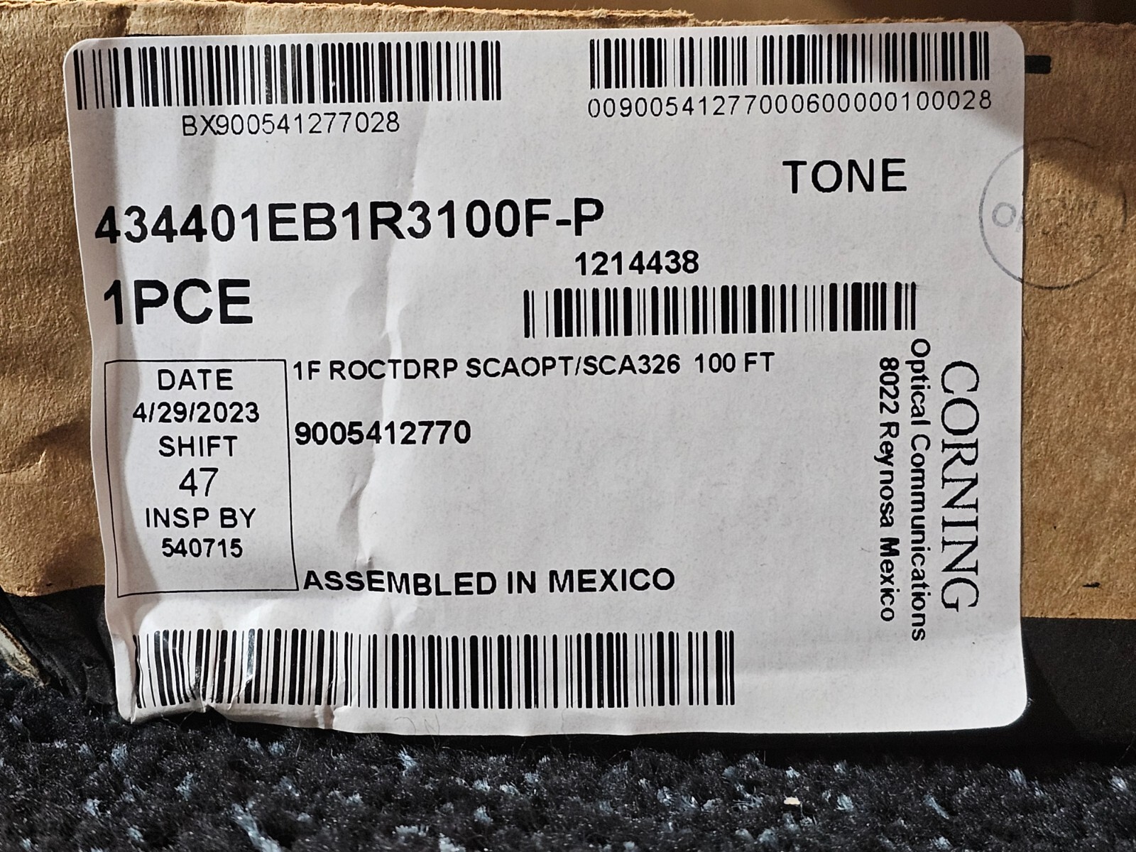 Corning 434401EB1R3100F-P 100′ Fiber Optic Cable ROC Drop Cable Assembly