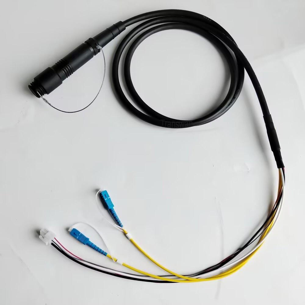 SMPTE Hybrid Cable PUW Breakout to 2 x SM Fibers + 4 x Lines 5 Meters (16.4FT)