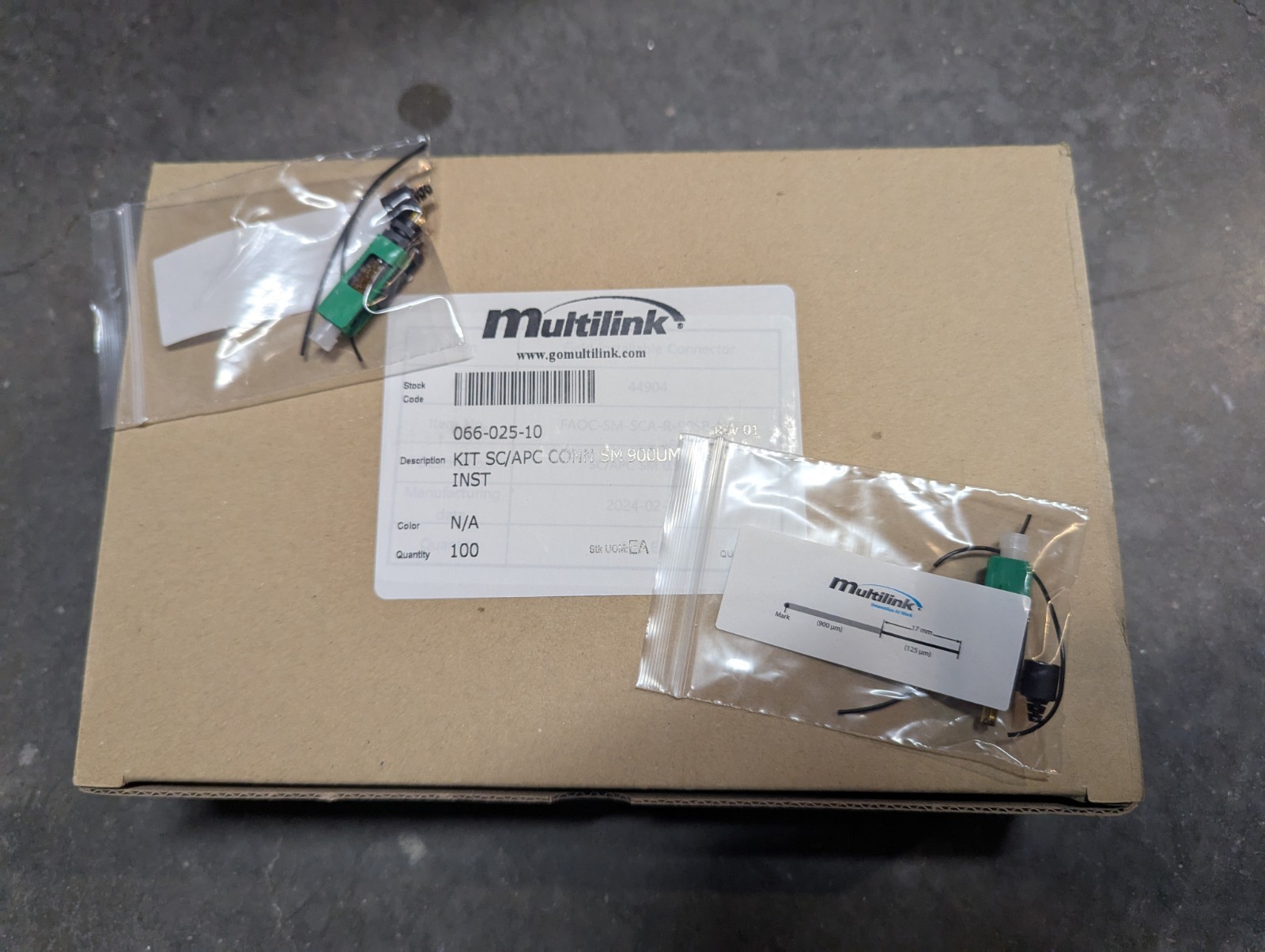 Multilink 066-025-10 Surelight Field Installable connectors SM 900UM Box of 100