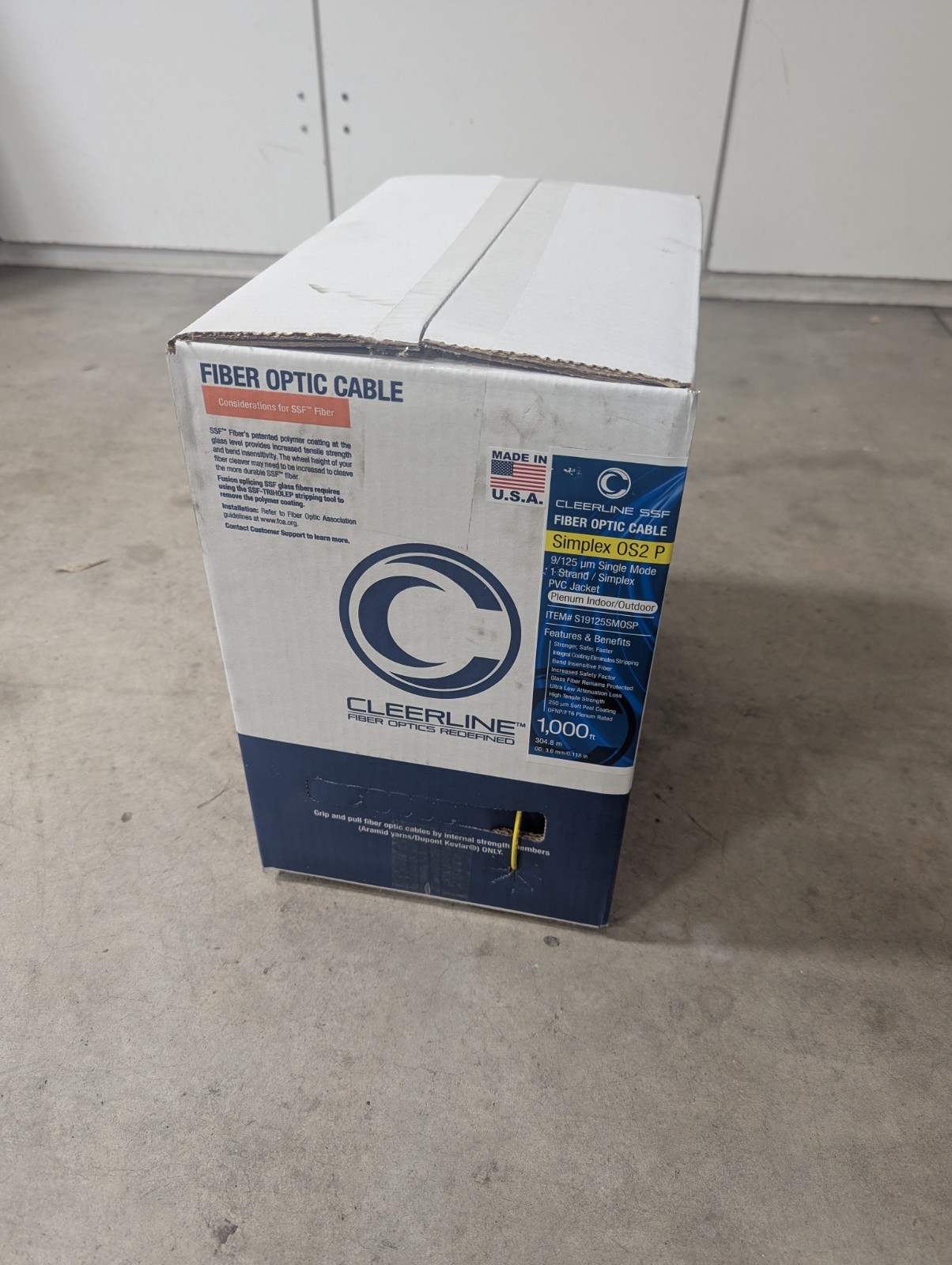 Cleerline Single Mode Fiber, 1000′, New In Box