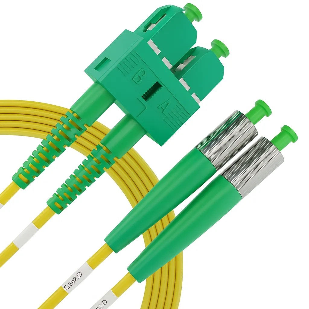 SC/APC to FC/APC OS2 Singlemode Duplex Fiber Optic Patch Cable 5 Meter
