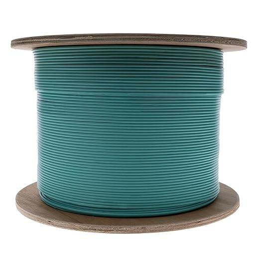 CableWholesale 3.0mm Duplex OM3 50/125 Aqua Riser Fiber Optic Cable 1000ft