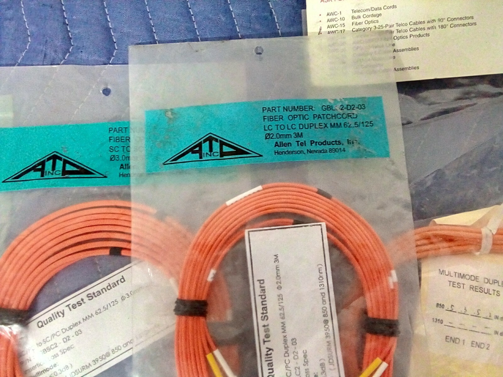 *LOT OF 20*NEW Allen Tel Various Fiber Optic Cable Assembly Patch Cord