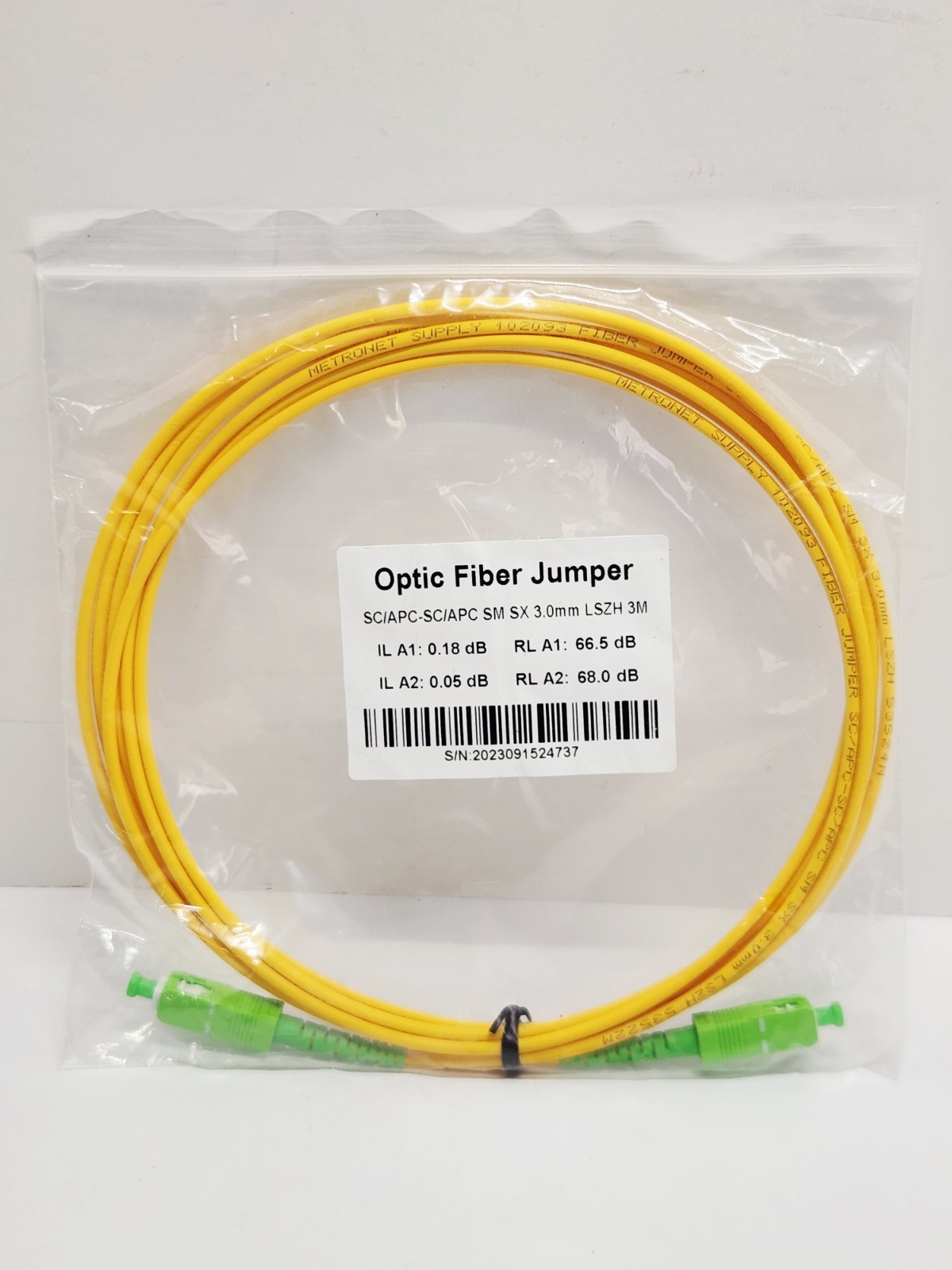 Fiber Optic Jumper Cable SC/APC-SC/APC Fiber Optic Patch Cord 3 M Long