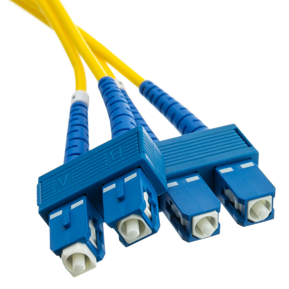 10 PACK LOT 15m SC-SC Duplex 9/125 OS2 Singlemode Fiber Cable OFNR Yellow 50FT