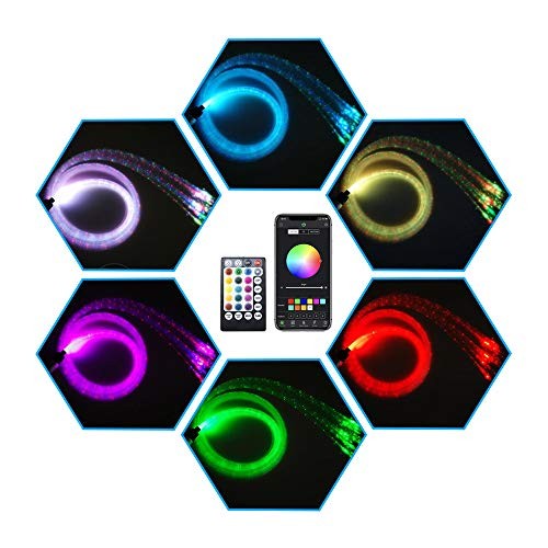 6W RGBW Fiber Optic Curtain Light Kit, Bluetooth Waterfall 200pcs*0.03in*6.5ft