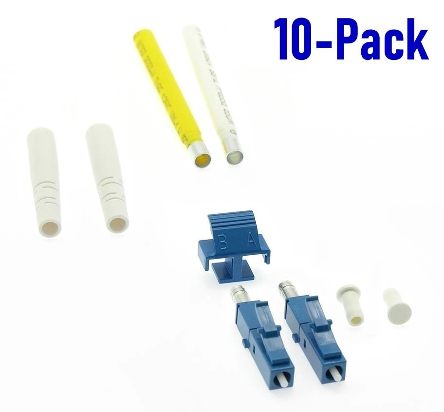 10 Pack LC-UPC Fiber Optic Duplex Singlemode Connector 2.0mm Adapter Blue
