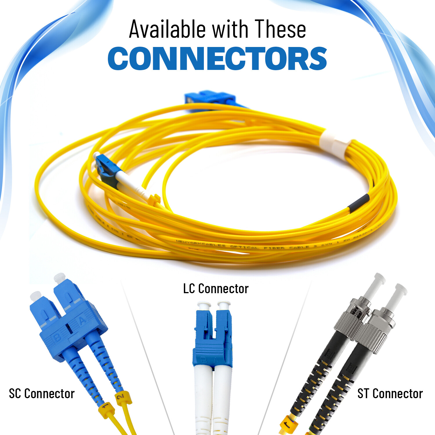 OS2 LC to LC Fiber Optic Patch Cable Single Mode Duplex Yellow 9/125 SMF 1M-15M