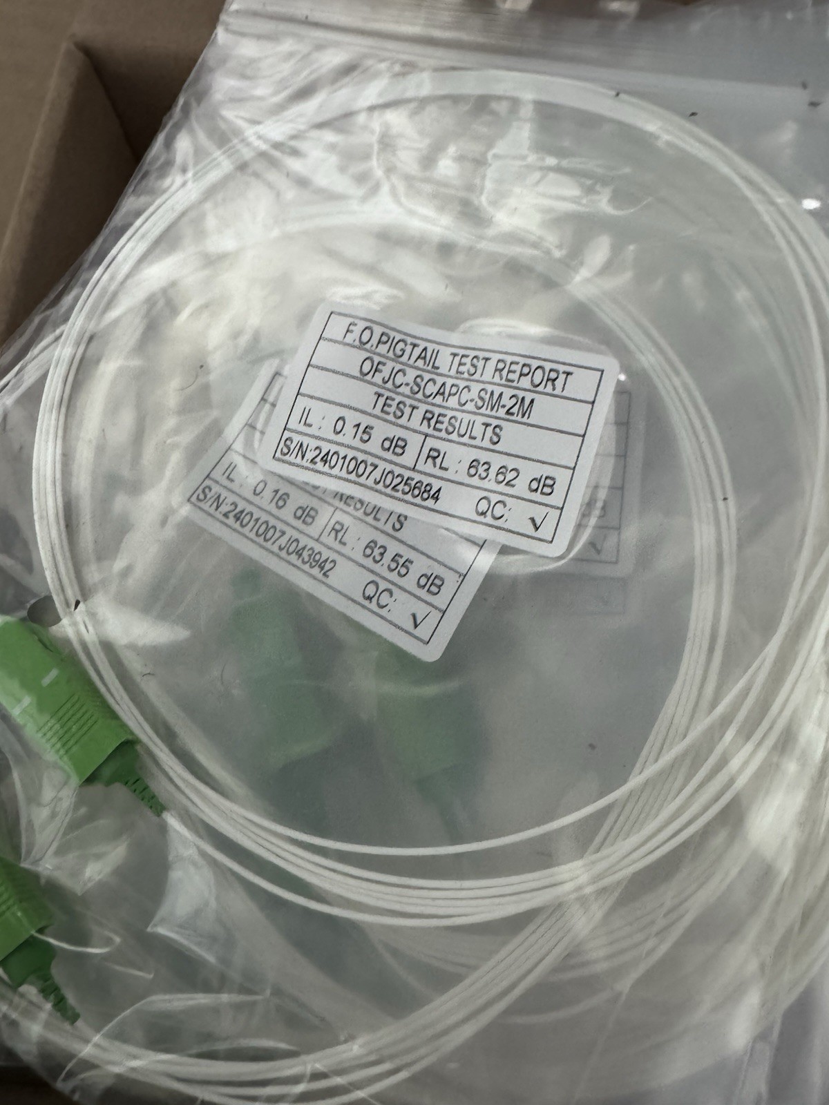 50 2M SC APC Simplex Single Mode Fiber Optic Patch Cable Pigtail Cord