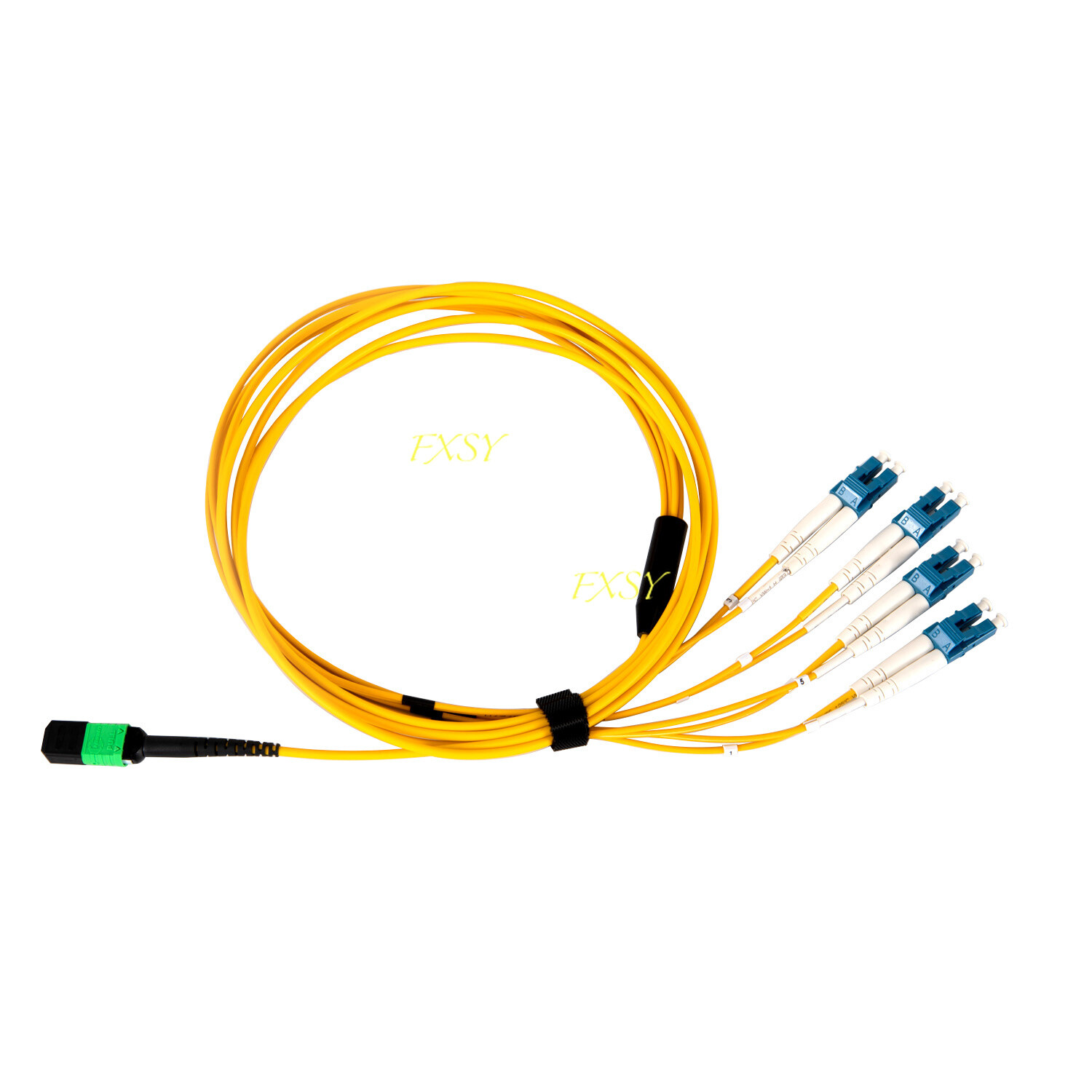 MPO Male to 4×LC Duplex 8F Single Mode OS2 Optical Fiber Breakout Jumper Cable
