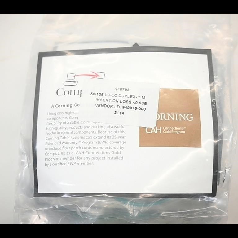 NEW Corning Aqua 1m LC-LC Duplex 50/125 OM3 Multimode 10GB Fiber Cable Uniboot