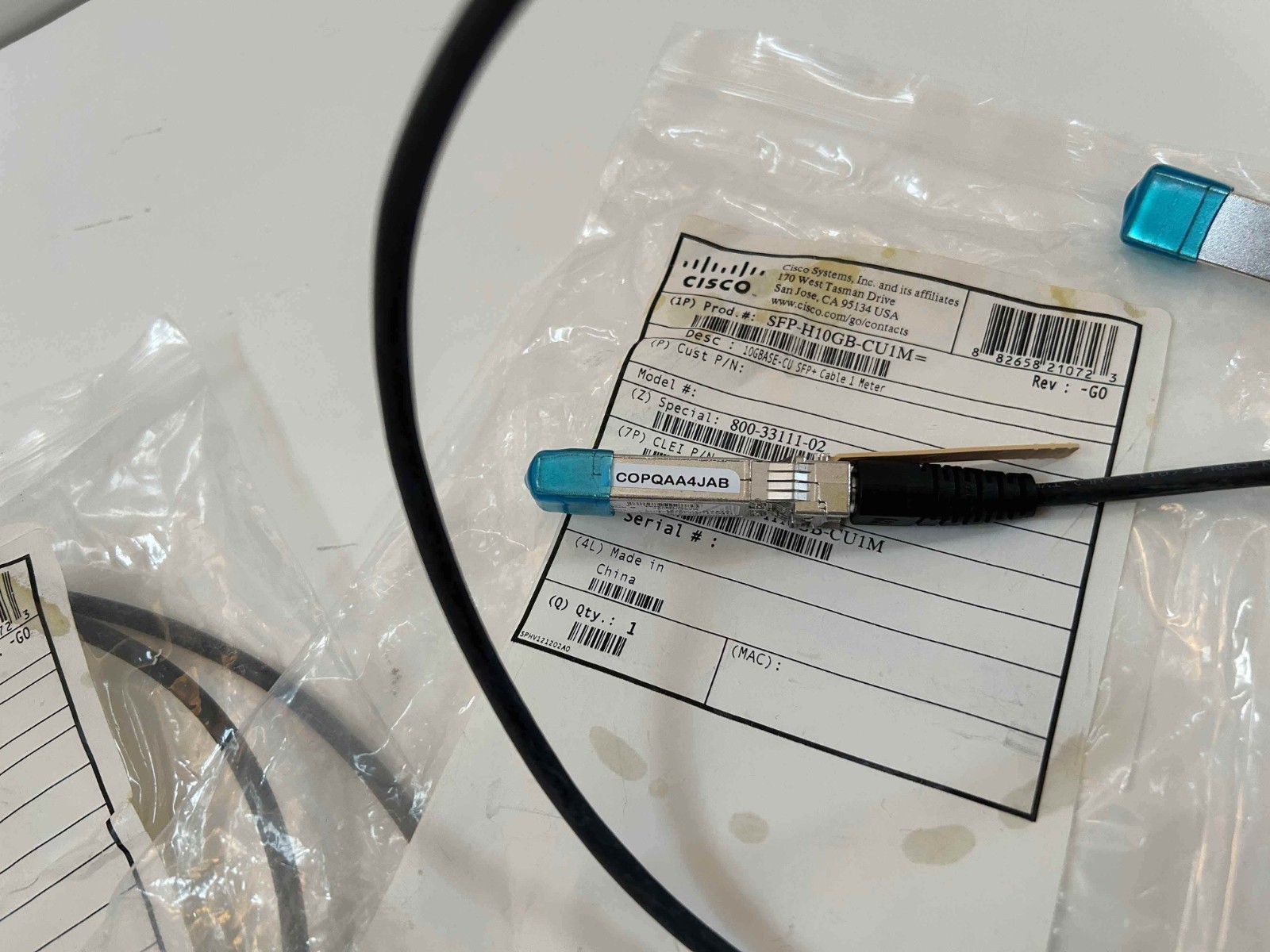NEW 2 x Cisco SFP-H10GB-CU1M 10GBASE-CU SFP+ Cable 1 Meter Direct Attach Cable
