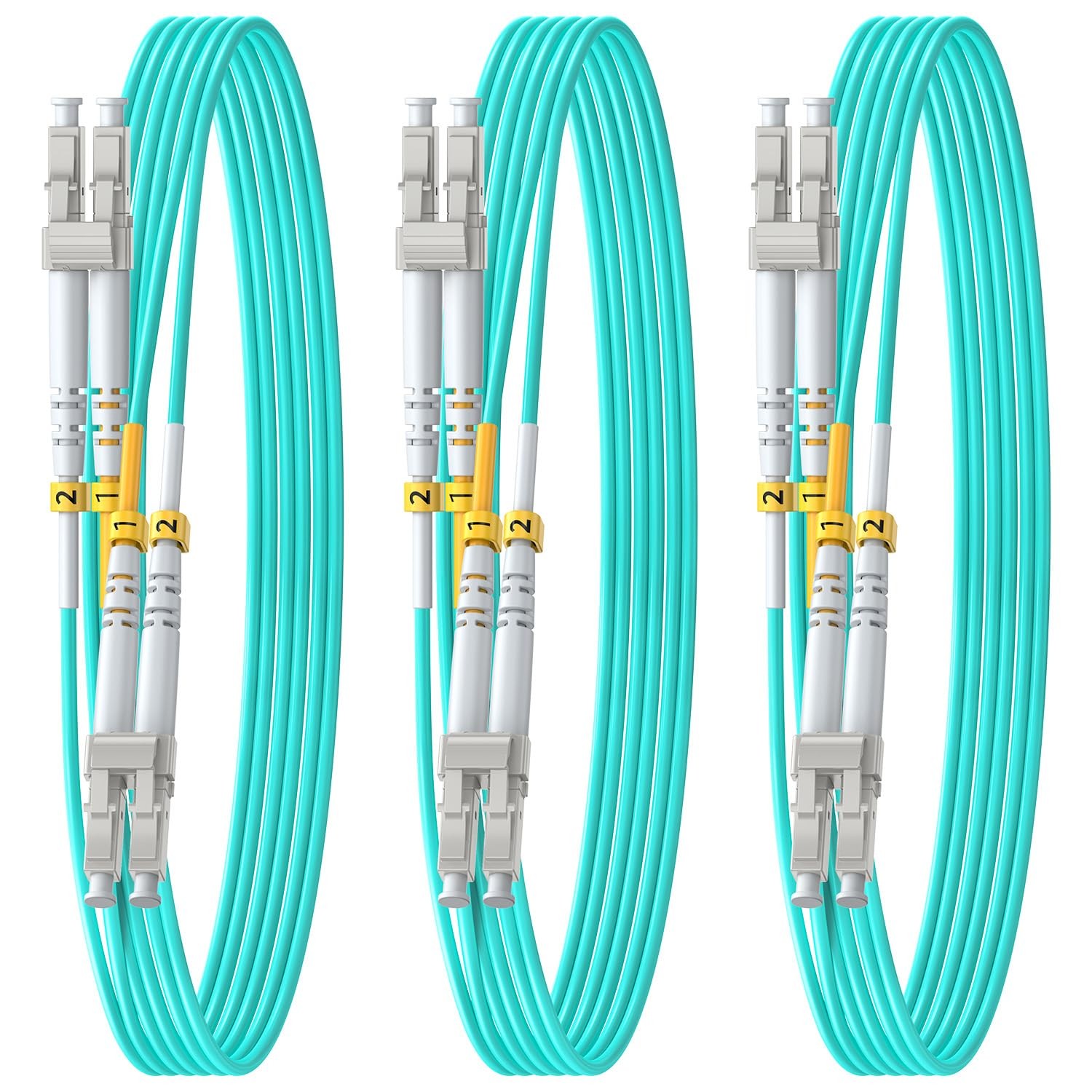 3 PCS OM4 LC to LC Fiber Cable 2m 6ft Duplex Multimode 40G/100G 50/125um
