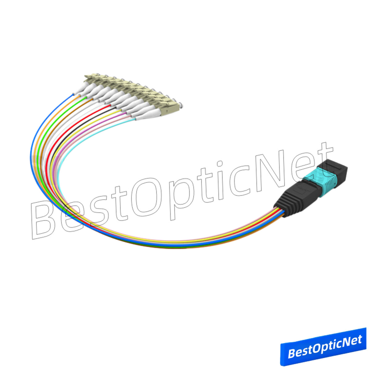 MPO Male to 12 LC OM3 12 Core Branch Fiber Optical Patch Cord Cable MTP Cassette