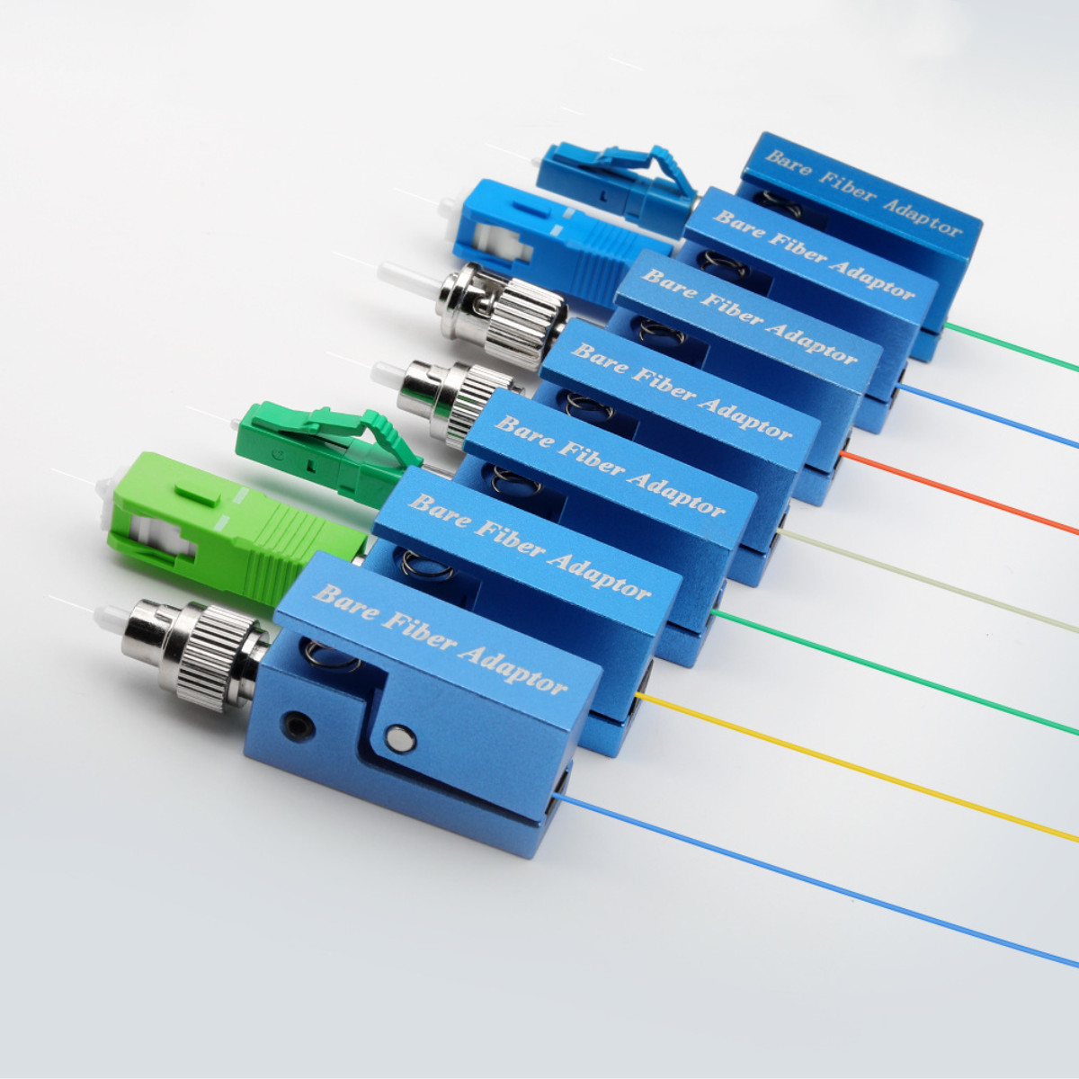 7pcs Bare Fiber Optic Adapter Connector FC SC ST LC Square OTDR Test Coupler