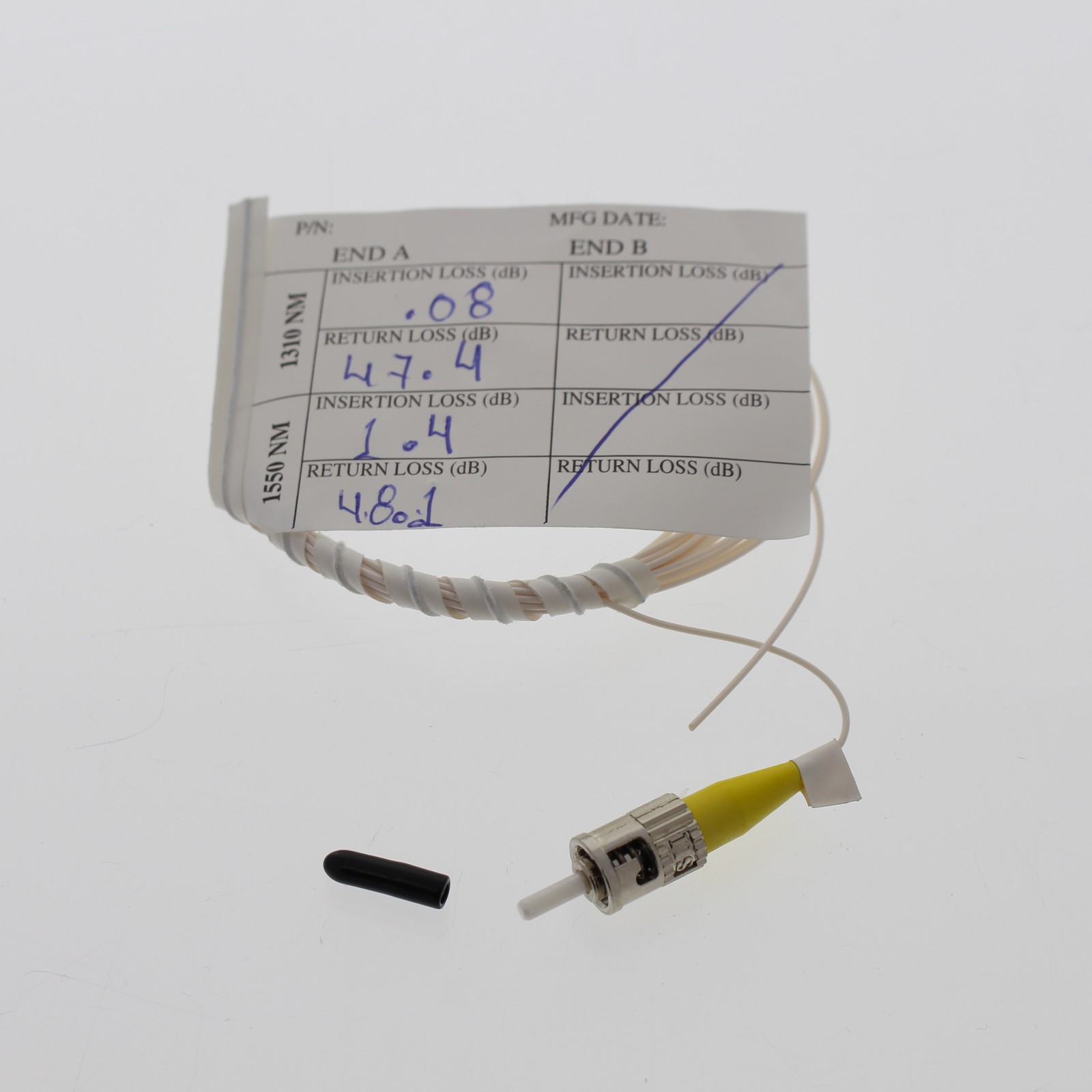 Leviton White w/ Yellow Ends Singlemode SPC Polish ST Pigtail 3Meters