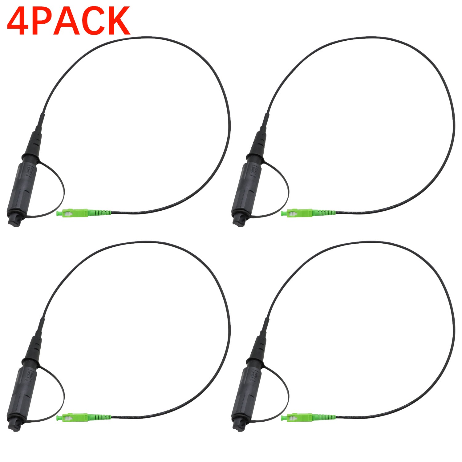 4PACK Optical Hardened Male Connector to SC/APC Test Jumper Singlemode 2 feet