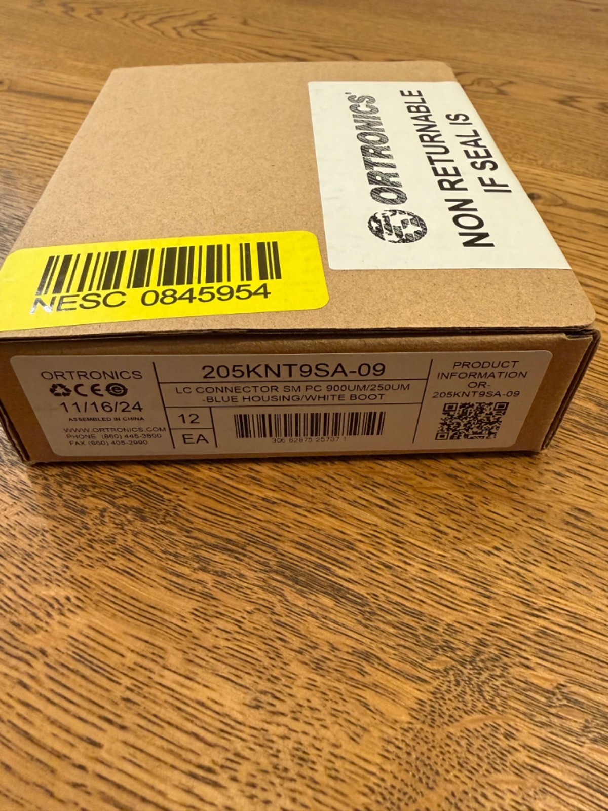 Ortronics LC Connector SM 205KNT9SA-09 Blue housing, white boot. BOX OF 12