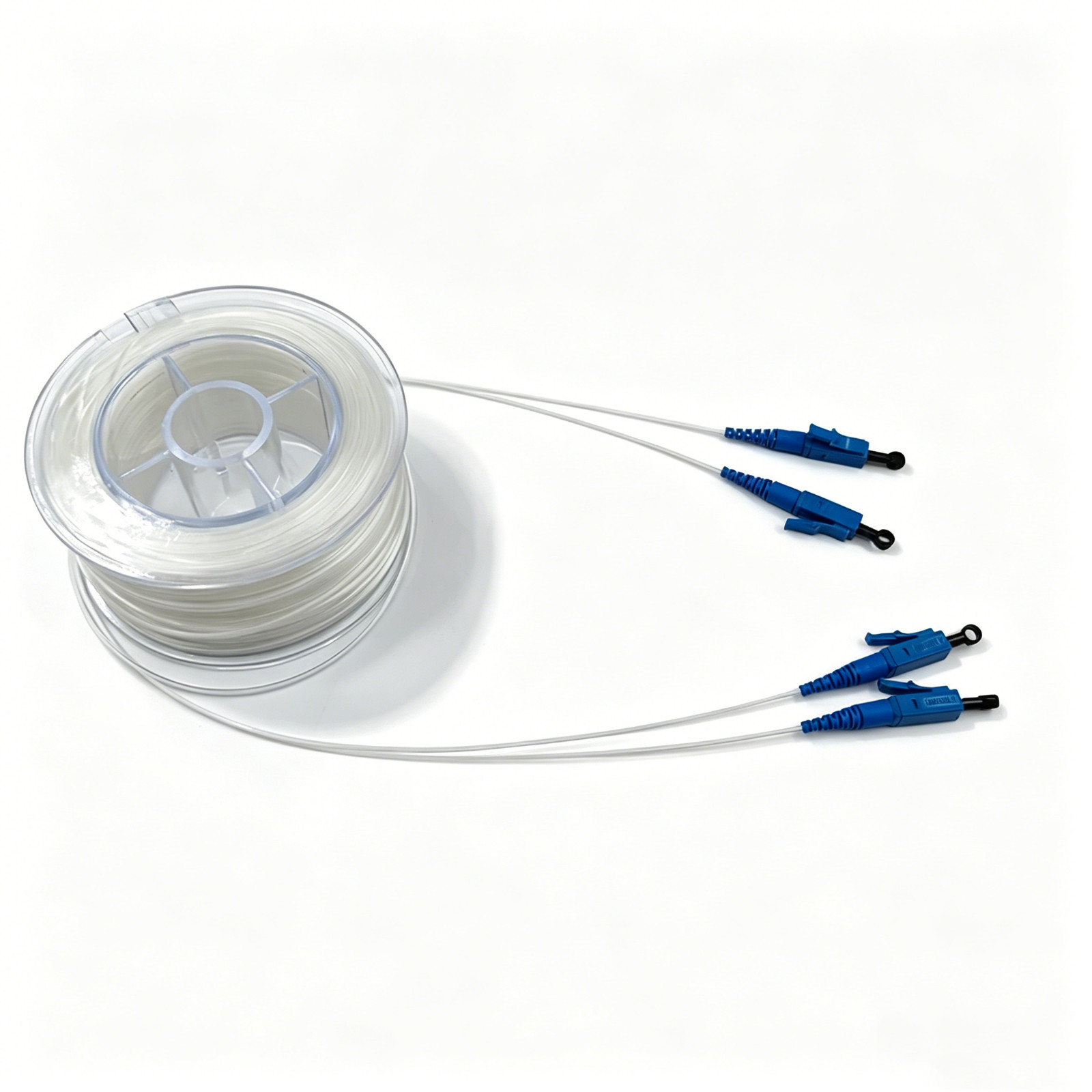 LC-LC SC-SC transparent patch cord drum duplex G657A2 10m-100m fiber optic cable