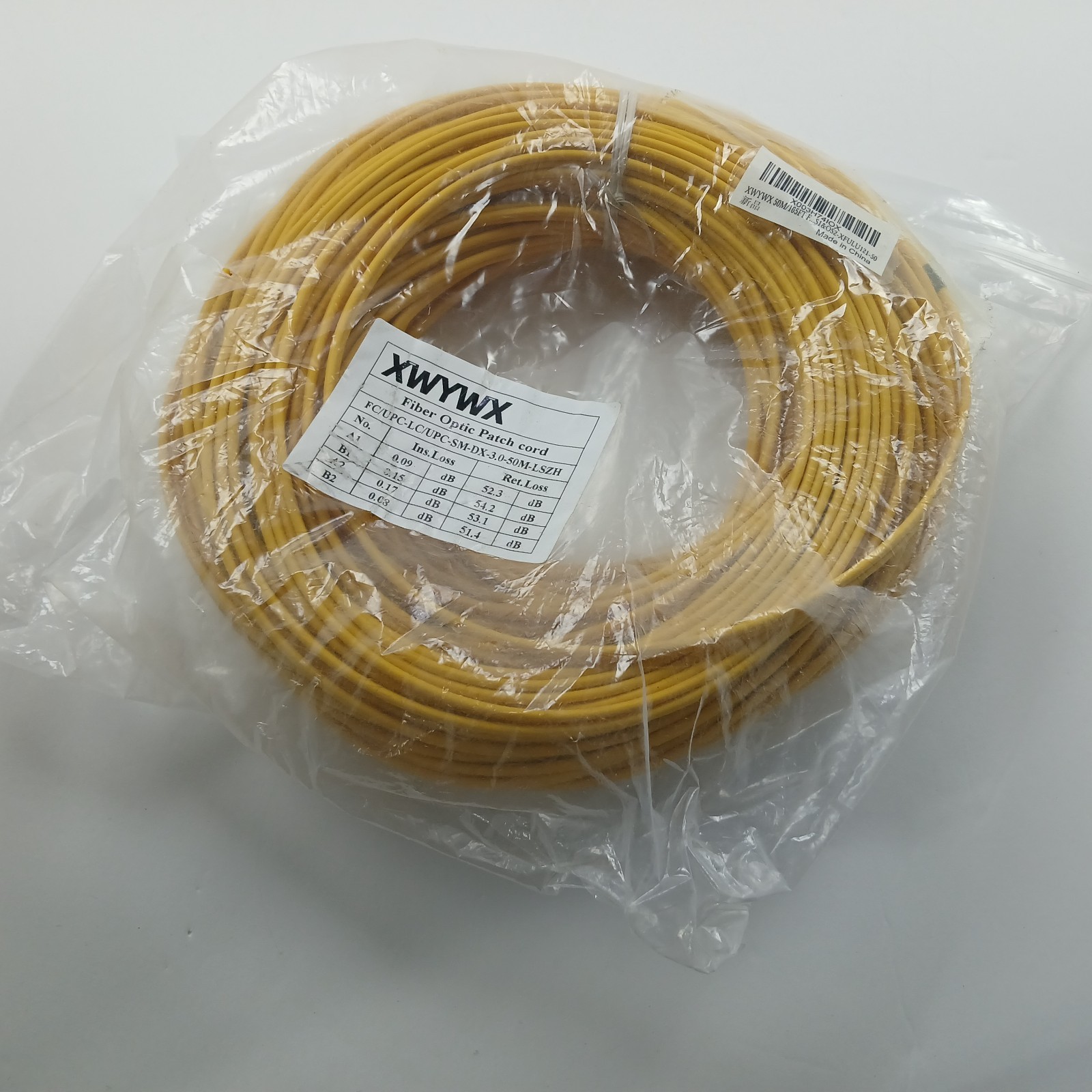 Fiber Optic Patch Cord FC UPC to LC UPC SM Duplex 3.0mm 50M 164 FT LSZH Cable