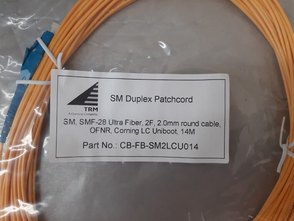 (Lot of 200) TRM CB-FB-SM2LCU014 Ultra Fiber Duplex 2.0mm Patchcords – 14M ea.