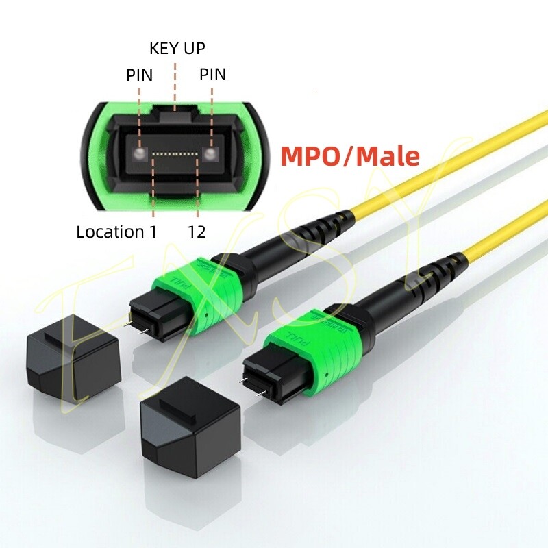 1-100M MPO Male to MPO Male APC UPC 8 12 Core OS2 SM Optic Fiber Patch Cord lot