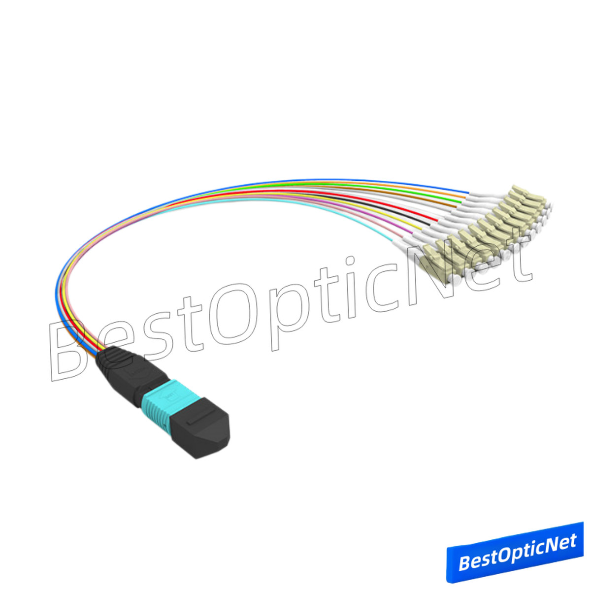 MPO Male to 12 LC OM3 12 Core Branch Fiber Optical Patch Cord Cable MTP Cassette
