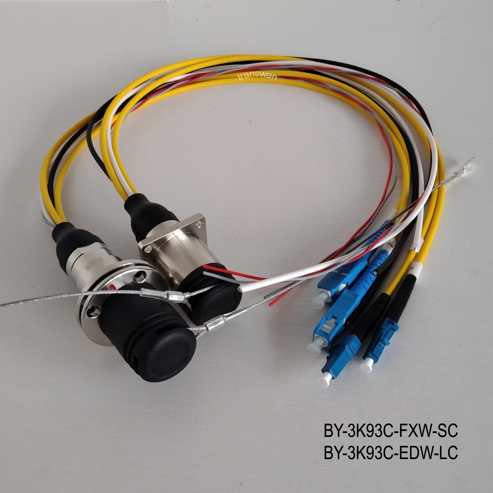 SMPTE311M Hybrid 3K93C Connector EDW with Tails 2 x SM Fibers & 4 x Wires
