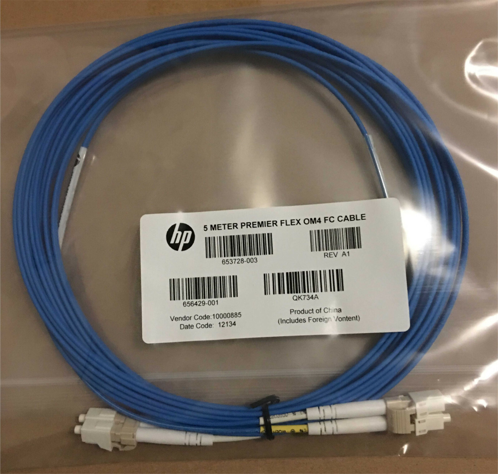 NEW QK734A HP Premier Flex LC-LC Multi-mode OM4 2 Fiber Optic 5m Cable