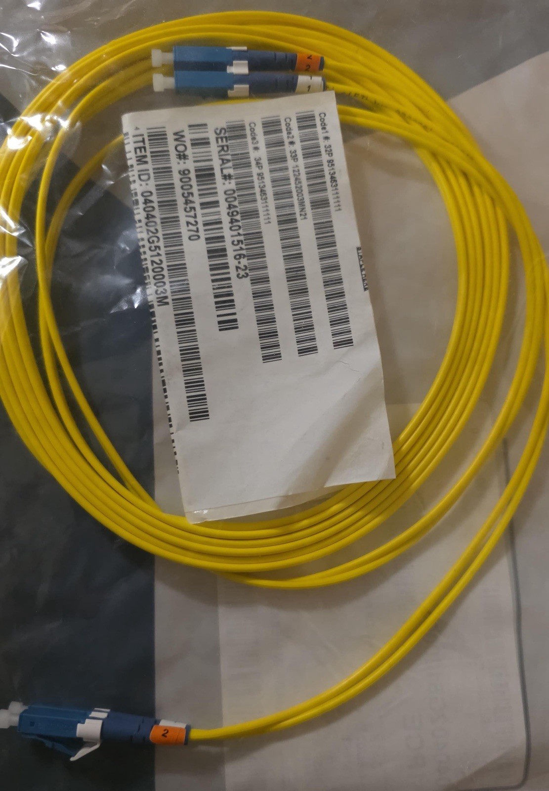 040402G5120003M (Corning) 3M Fiber Optic Jumper LC/LC Duplex Zipcord Cable (OS2)