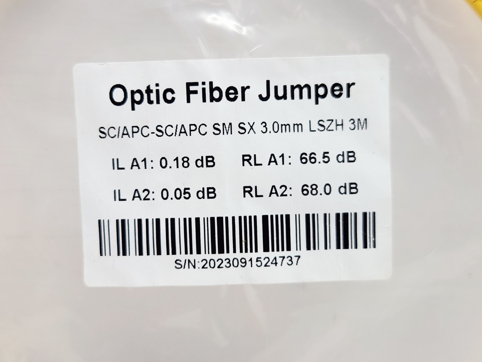 Fiber Optic Jumper Cable SC/APC-SC/APC Fiber Optic Patch Cord 3 M Long