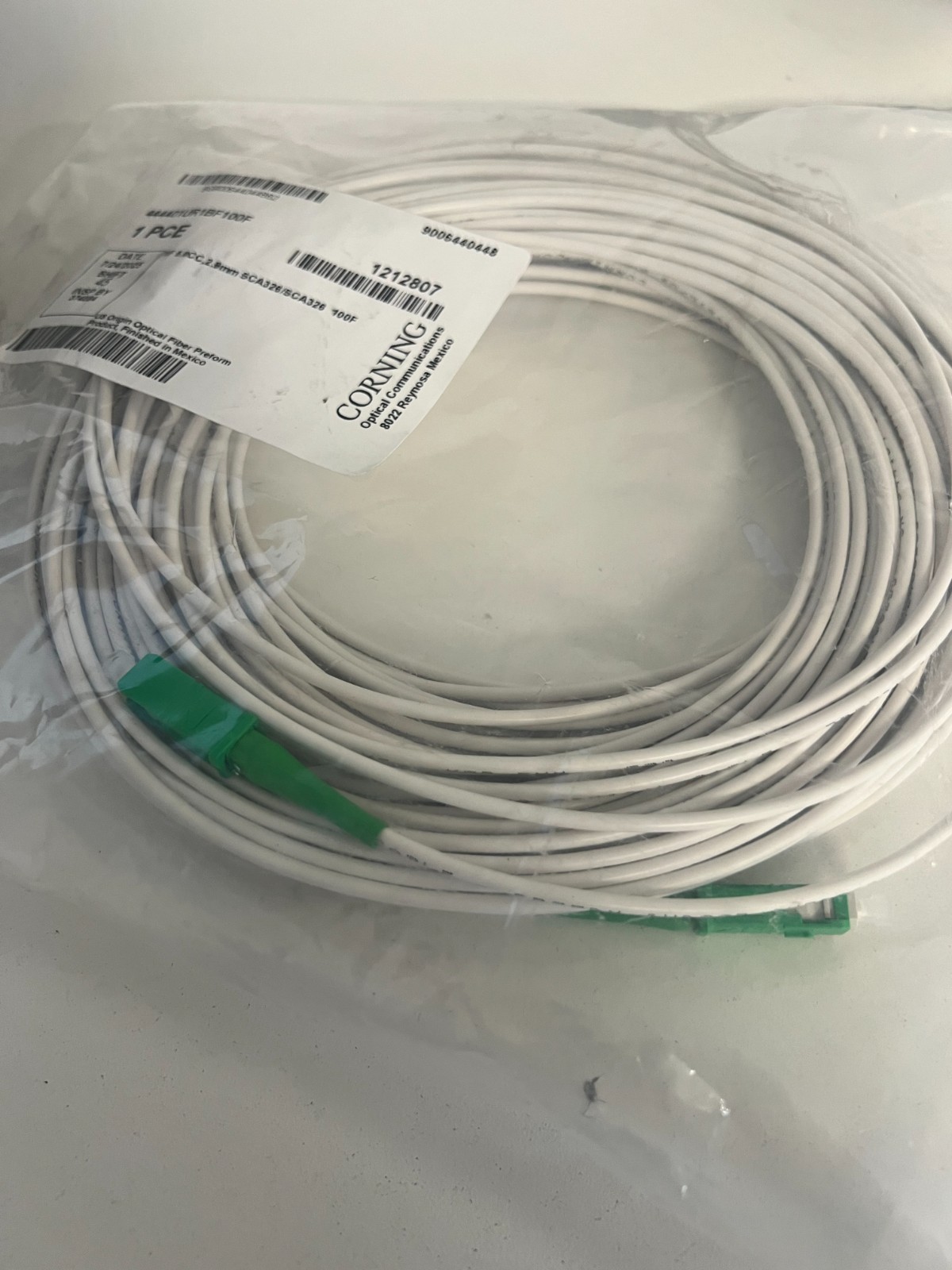 Corning Optical Jumpers Cable Simplex 100′ L 444401UR1BF100F 9006440448