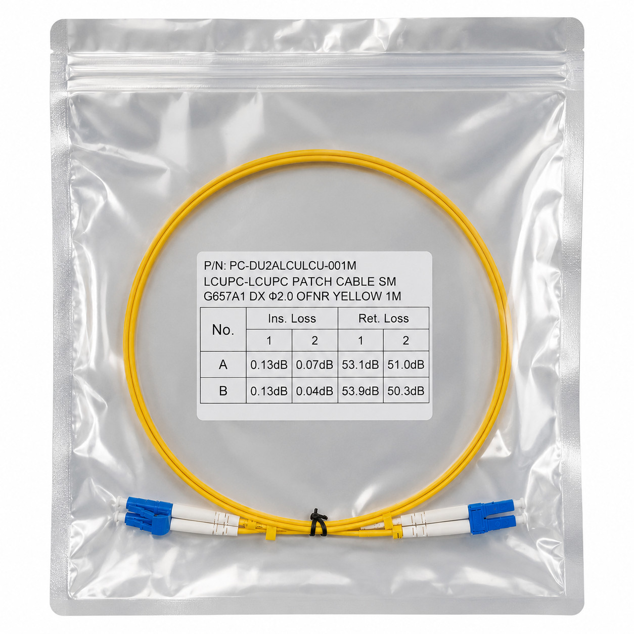 (24) 1 Meter LC/UPC – LC/UPC Duplex Fiber Patch Jumper OS2 SMF Singlemode Cable
