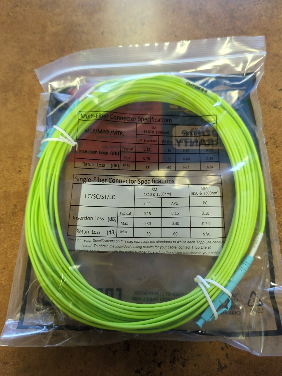 Tripp-Lite 10M Duplex Multimode Fiber Patch Cable OM5 LC LC 50/125 N820-10M-OM5