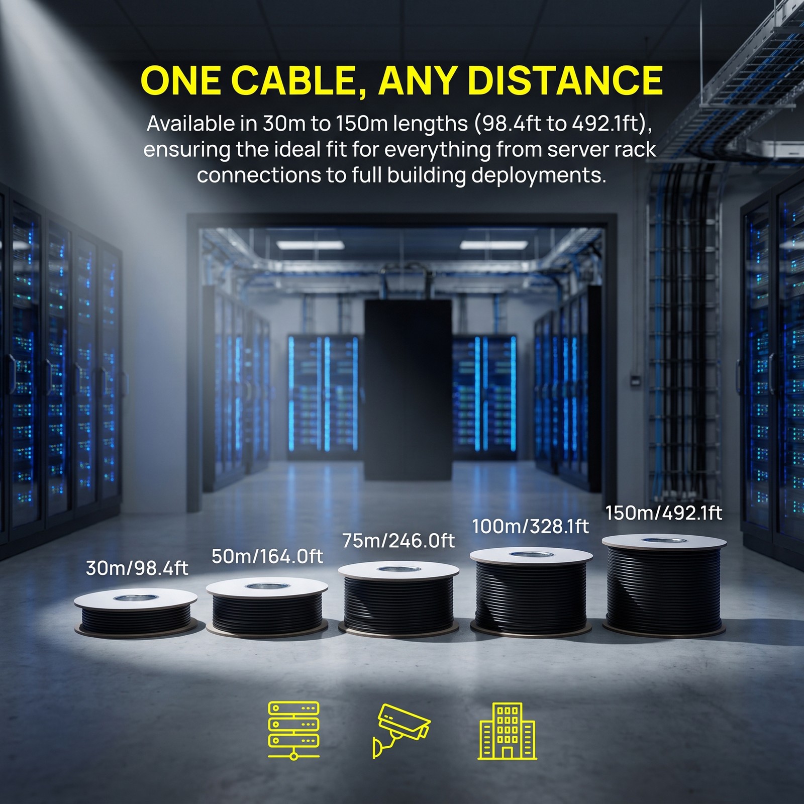OM3 Multimode 2 Core LC to LC Armored Fiber Optic Patch Cable TPU 30M-150M