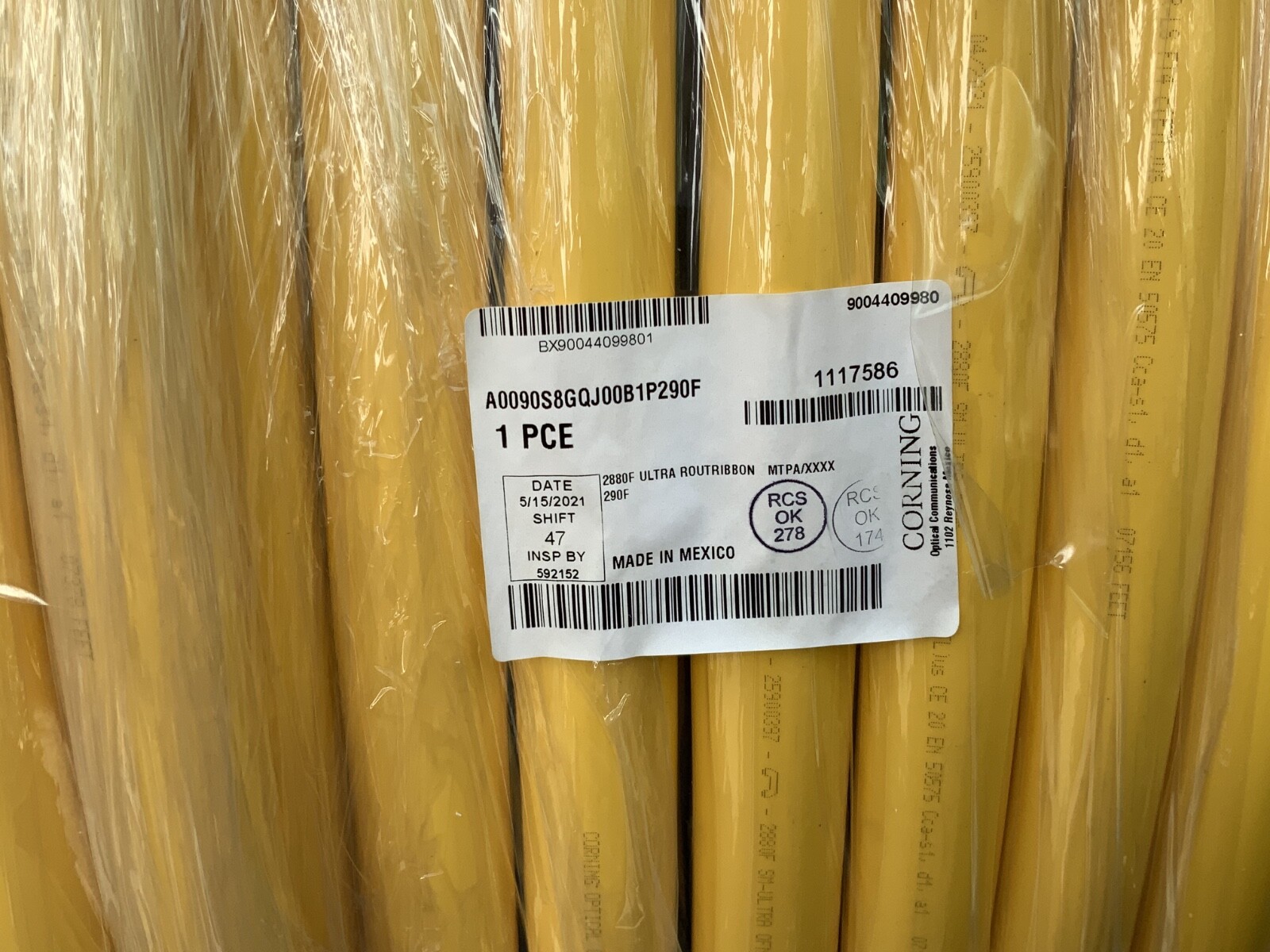 Corning 2880F RocketRibbon Trunk Cable – 290ft – SM OS2 – 120x MTP/APC Connector