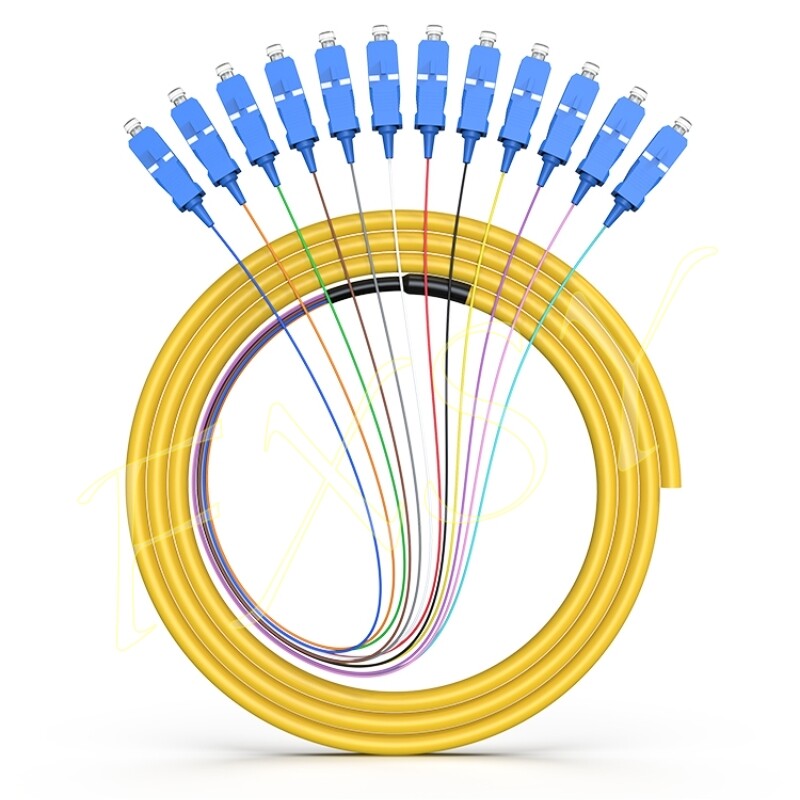 LC SC FC ST UPC APC 12 Fiber Optic Single mode Bundle Fiber Optical Pigtail OS2